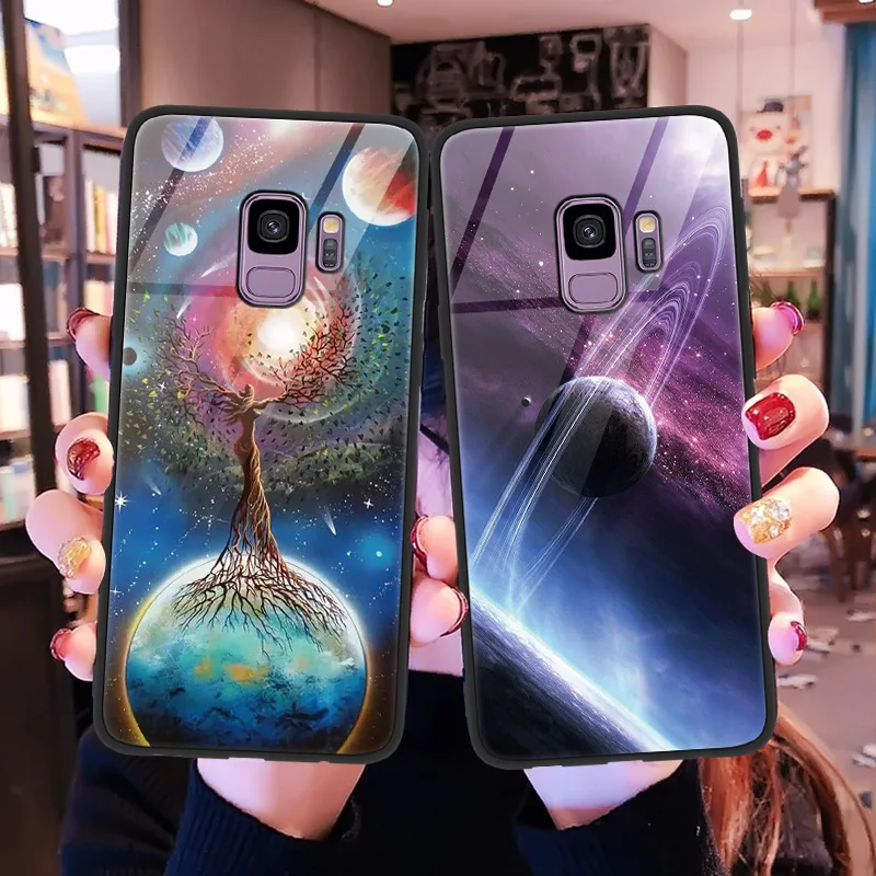

Space Tempered Glass Case FOR Samsung Galaxy A40 A50 A70 A30 A7 A8 A9 2018 S10 S9 S8 Plus Note 8 9 J4 J6 Plus 2018 J5 J7 2017