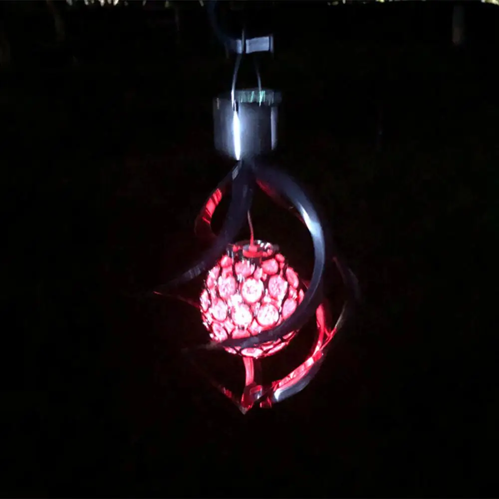 HobbyLane LED из нержавеющей стали на солнечных батареях полый шар ветер Chime лампа для
