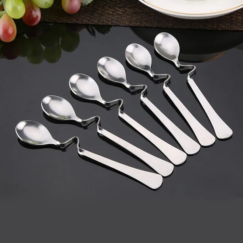 200pcs Bent Spoon Creative Straight Hanging Spoon Stainless Steel