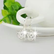 Silver plated circular drop earrings female models Shamballa fashion jewelry lovely wild super flash retro crystal jewelry