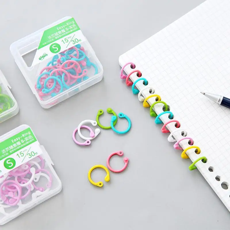 

Color Plastic Multi-function Open Ring Loose-leaf Card Ring Paper Clips Kawaii Stationery