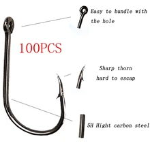 100 шт. рыболовные крючки(GF)#3-#12 Высокоуглеродистая сталь углеродистая черная Приманка Держатель рыболовный крючок набор