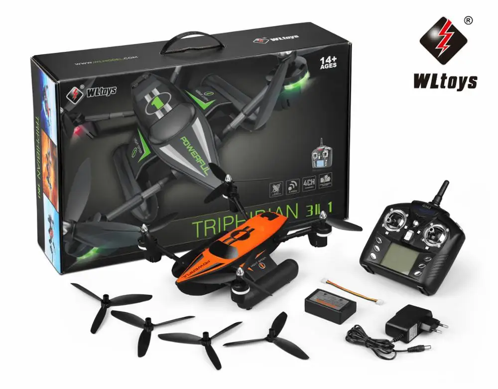 WLtoys Q353 3 в 1 водонепроницаемый Радиоуправляемый квадрокоптер 2,4G Дрон с воздушным режимом сухого моря режим удержания высоты Безголовый режим RTF