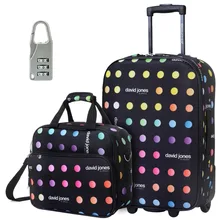 DAVIDJONES 20″ Carry-on luggage & 13” make-up case 2 PCS Luggage Set Trolley Women & Men Travel Bags Suitcase With Wheel