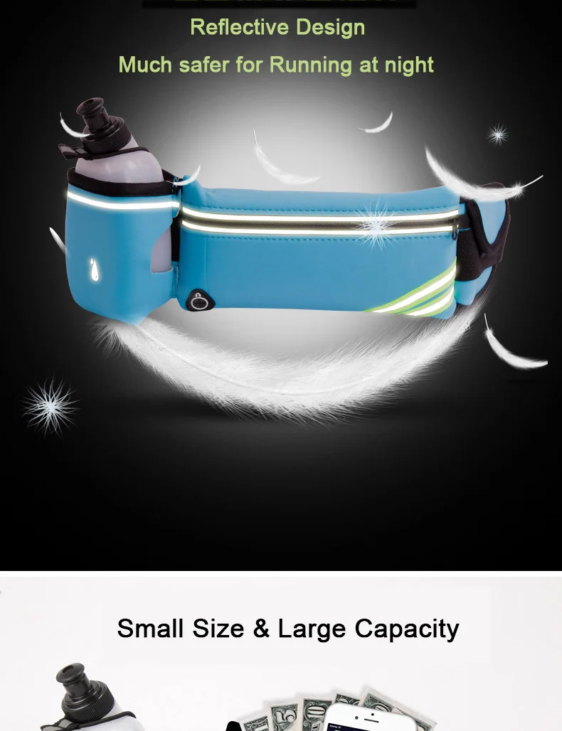 Tfshining Waterproof Running Hydration Belt Reflective Sport Running Water Hip Phone Bag Pouch Racing Gym Waist Pack With Bottle (8)
