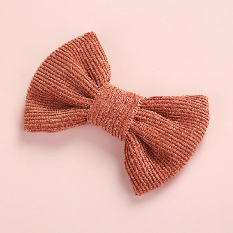 Winter Corduroy BOW Hair Clip or Headband, Hand Tied Bow Nylon Headbands, Baby Shower Gift, Girls Hair Accessories - Цвет: 2