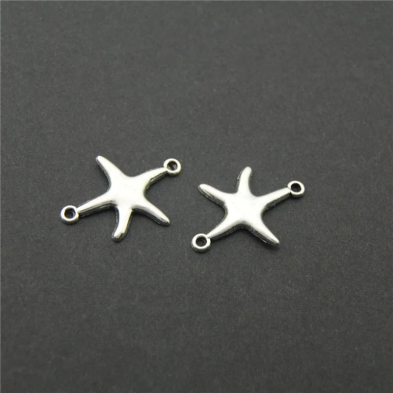 

50PCS Antique Silver Starfish Connectors Charm Diy Beach Jewelry Findings Accessories A2188