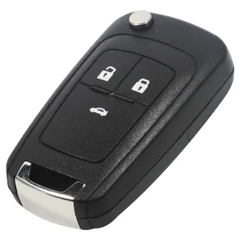 

jingyuqin Flip CNC Uncut/Cut Blade Key Shell for Chevrolet Cruze Remote Key Case Keyless Fob 3 Button Include Cutting Blade