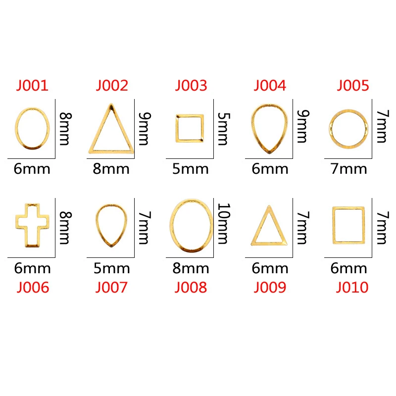 10 шт 3D наклейки для ногтей заклепки полые художественные украшения DIY геометрические металлические границы Золотые круглые квадратные смешанные дизайнерские аксессуары для ногтей