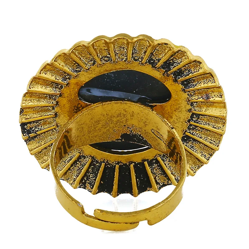 Цыганское регулируемое большое Золотое зеркальное кольцо в форме подсолнуха для женщин, ювелирные изделия в африканском стиле, эфиопское обручальное кольцо, Открытое кольцо, турок, Племенной Стиль