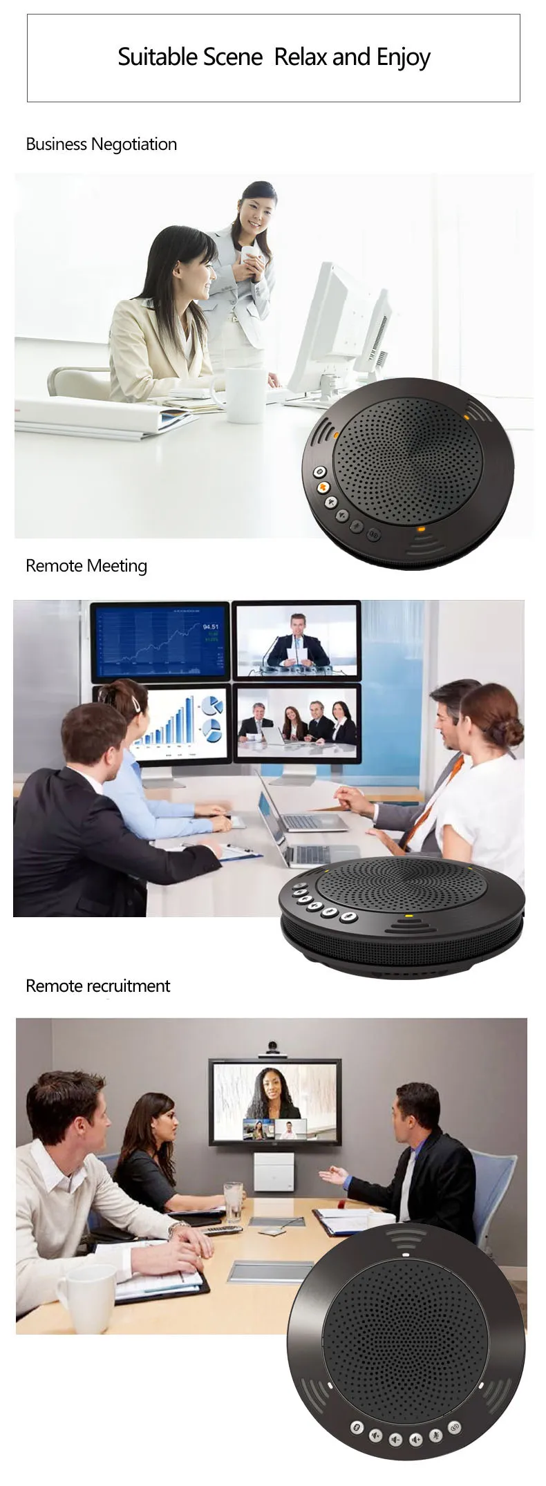 Apto para Android A100b sem Fio Tenveo Bluetooth Speakerphone Profissional Unificado Comunicaton ou Ios Sistema 8 Cheap Sistema de conferência