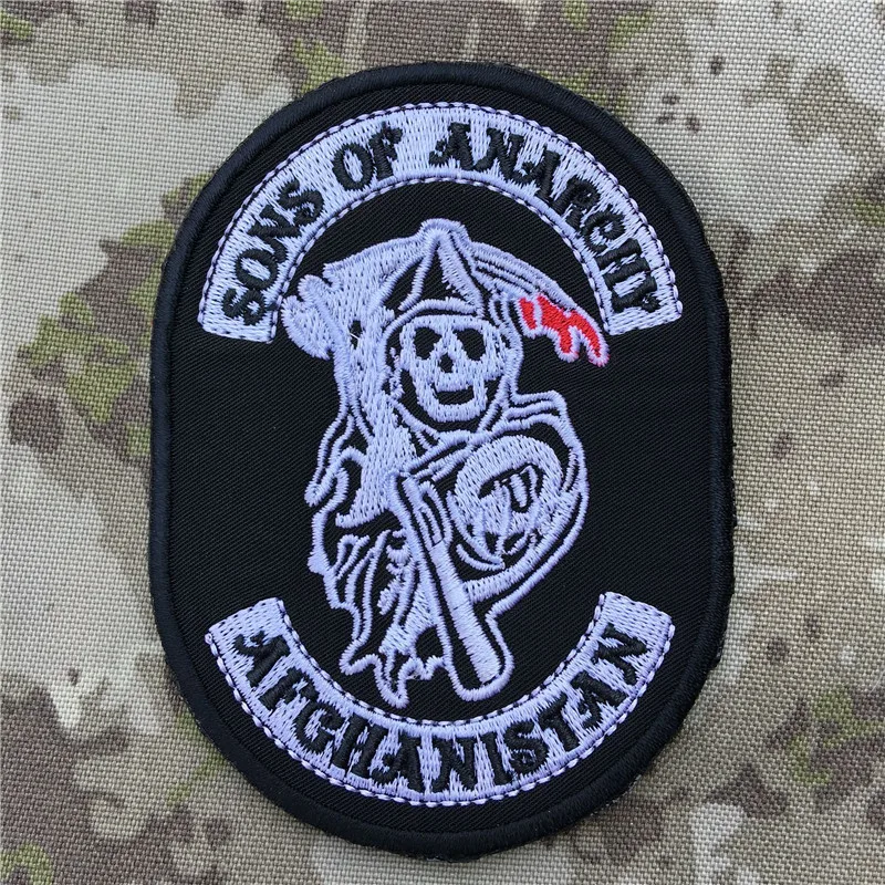 

Takerlama Sons of Anarchy Halloween Jacket Back Embroidery the Tactical Military Patches Badges for clothes clothing HOOK/LOOP