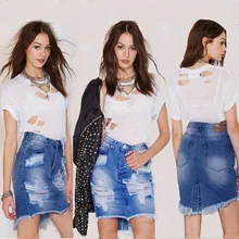 Мода женские потертые сумка стрейч хип молния и пуговицы пикантные Повседневное зауженная юбка из денима джинсы с завышенной талией джинсовая юбка