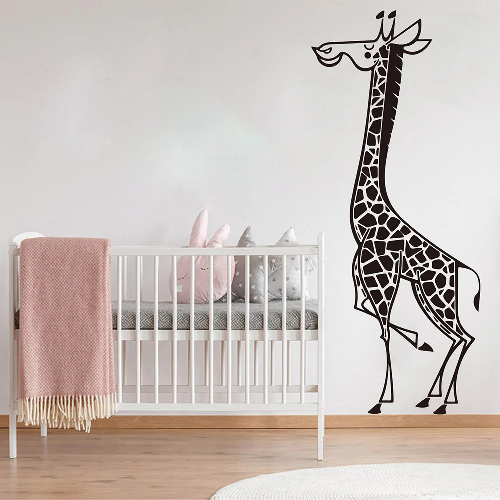 Cartoon Giraffe Safari Wall Decal Bedroom Baby Nursery Large Giraffe Animal Pet Jungle Forest Wall Sticker Play room Vinyl Art (3)