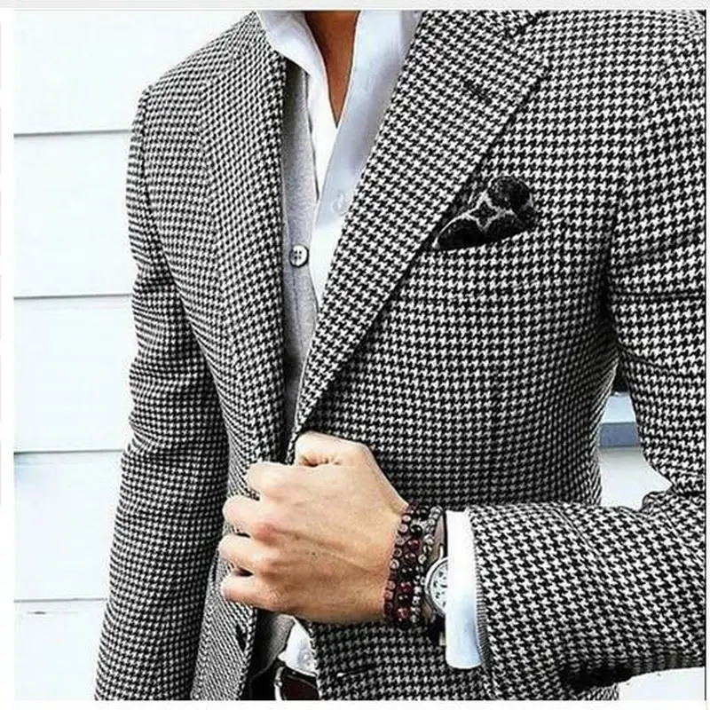 Abito da uomo a scacchi pied de poule su misura giacche da uomo su misura  abiti da uomo Casual su misura Duotone|Suit Jackets| - AliExpress