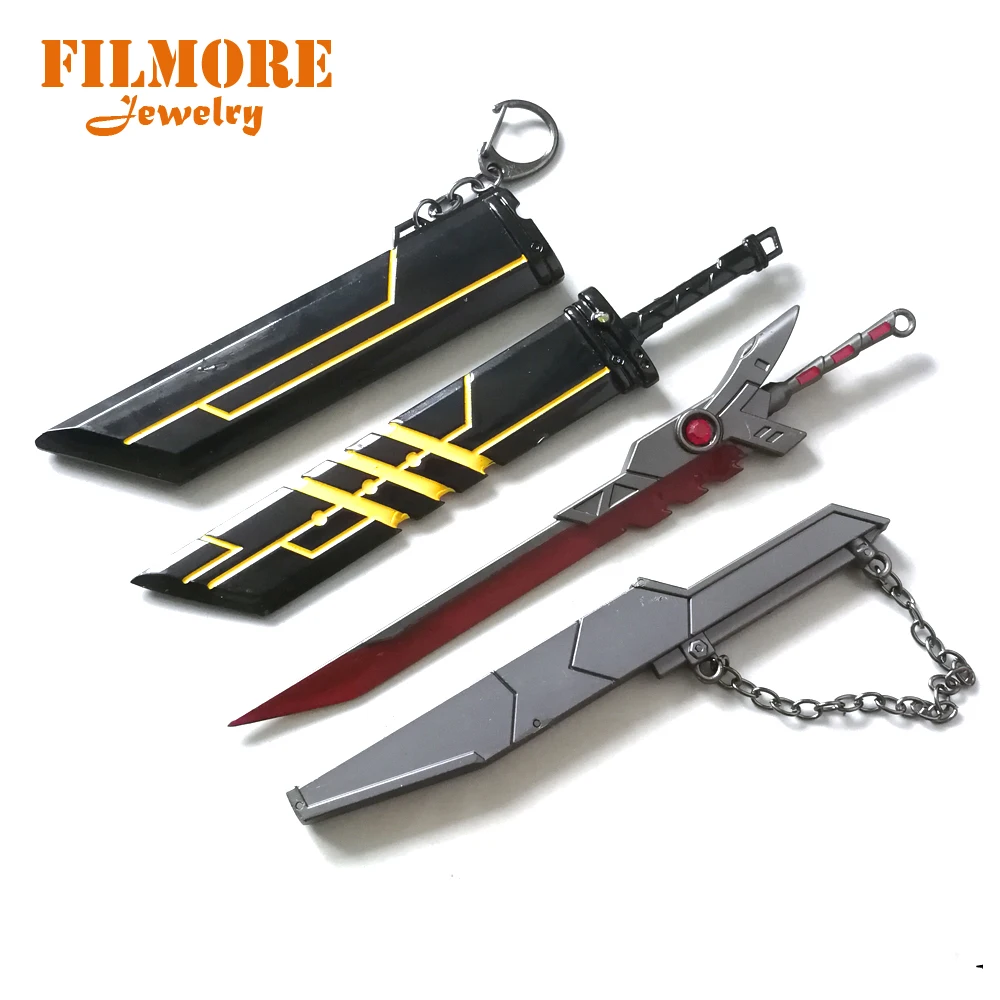 

16cm League of Legends Yasuo Keychain The Unforgiven Cowboy Weapon Keychain LoL Wind Sword Large Size Metal Pendant Key Rings