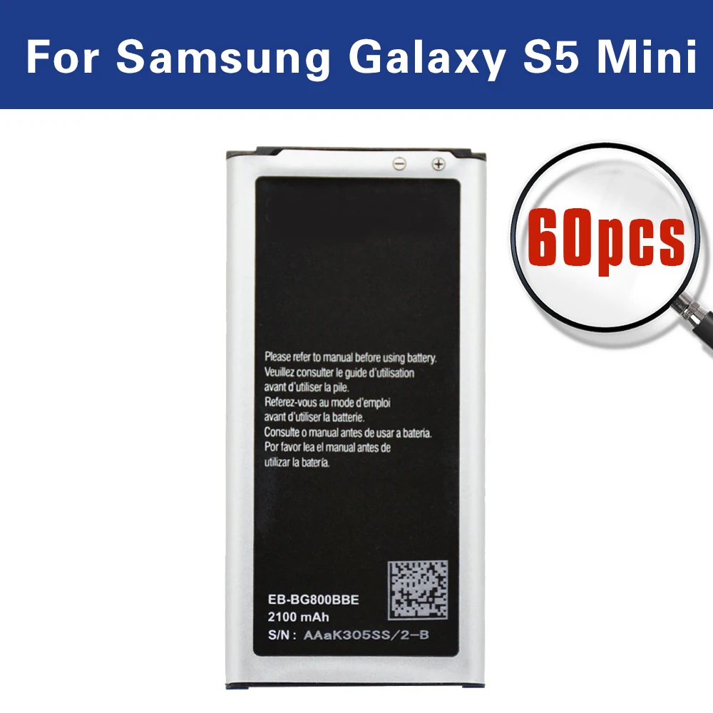 60pcs Battery EB-BG800BBE For Samsung Galaxy S5 Mini SM-G800F G800H G870A G870W 2100mAh AAAA+ Quality Akku | Мобильные телефоны и