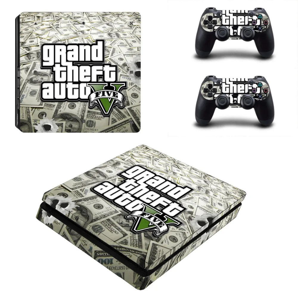 

GTA 5 PS4 Slim Sticker PS4 Slim Skin for SonyPlaystation 4 Console and 2PCS Stickers of Controller