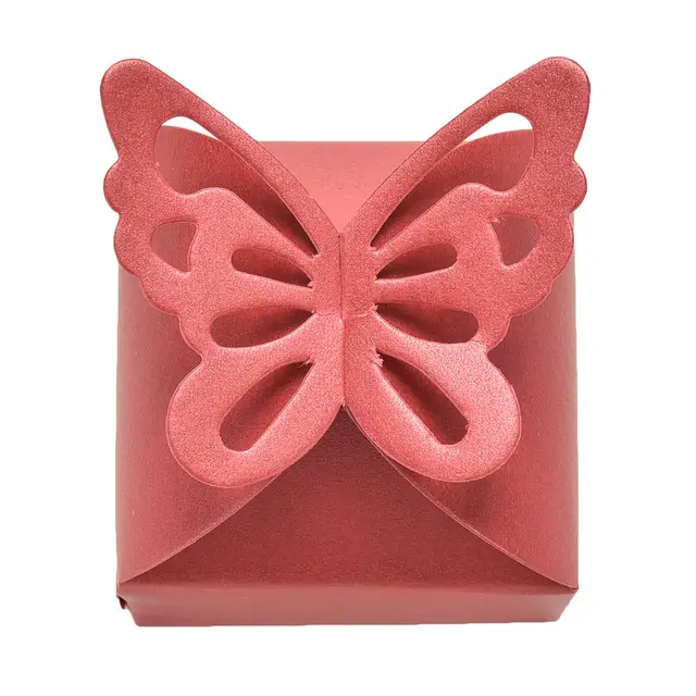 Butterflies favor heart pattern box red 50Pcs/Lot Romantic Butterfly Candy Box Paper Favors Gifts Boxes Wedding