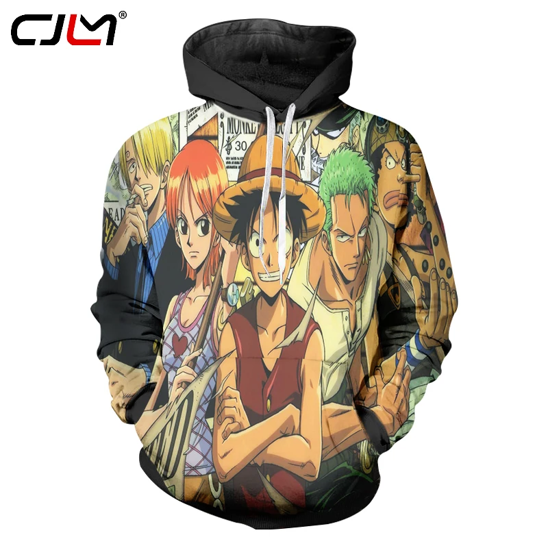 CJLM Anime Hoodies 2018 Spring Cool 3d Print One Piece Luffy Hooded