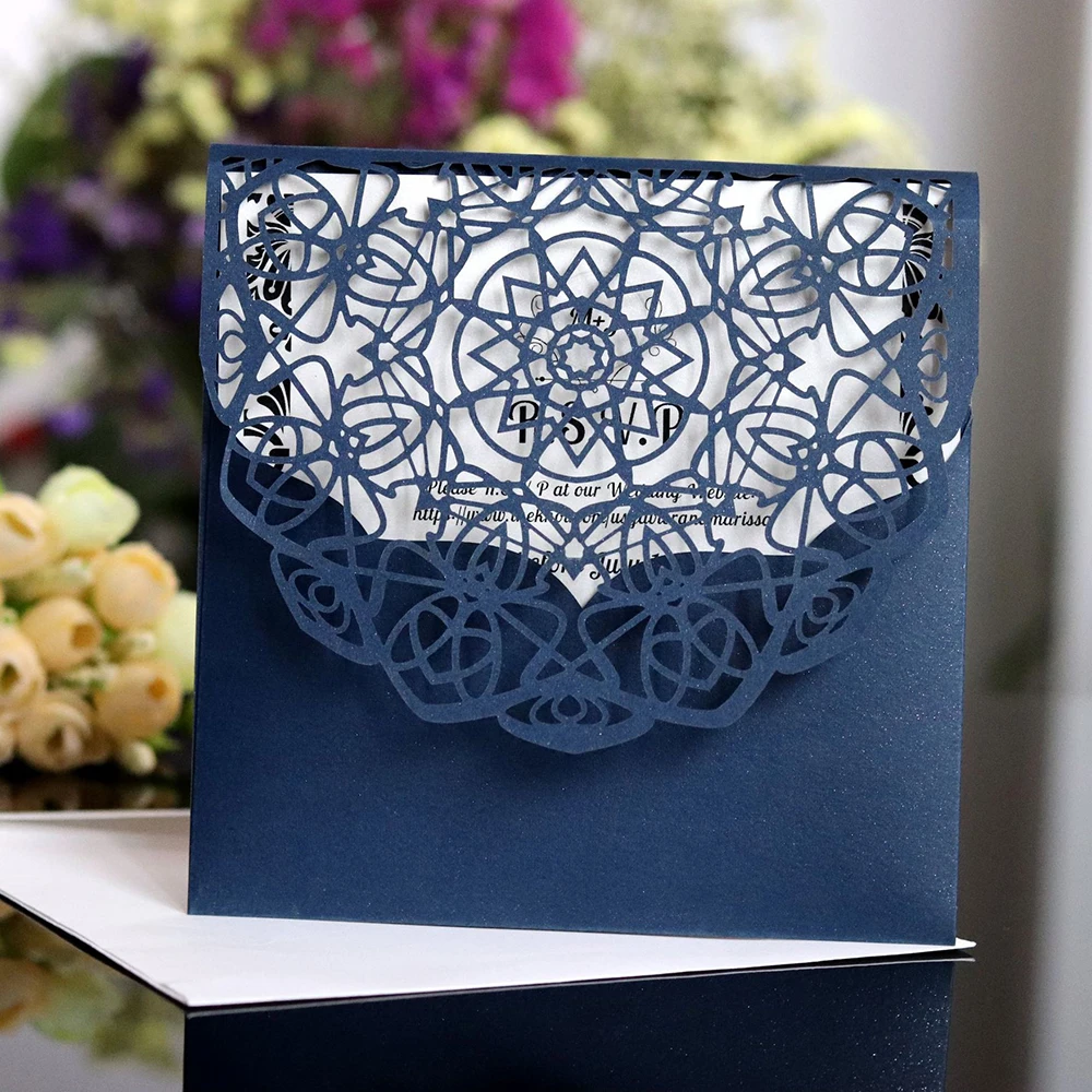  New 10Pcs Laser Cut Wedding Invitation Card Lace Business Party Invitation Cards Festival Greeting  - 32950121074