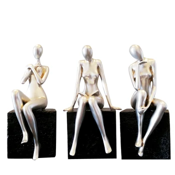 

American Creative abstract beauty figurine Nordic Modern resin room decoration vintage home decor fairy garden miniatures