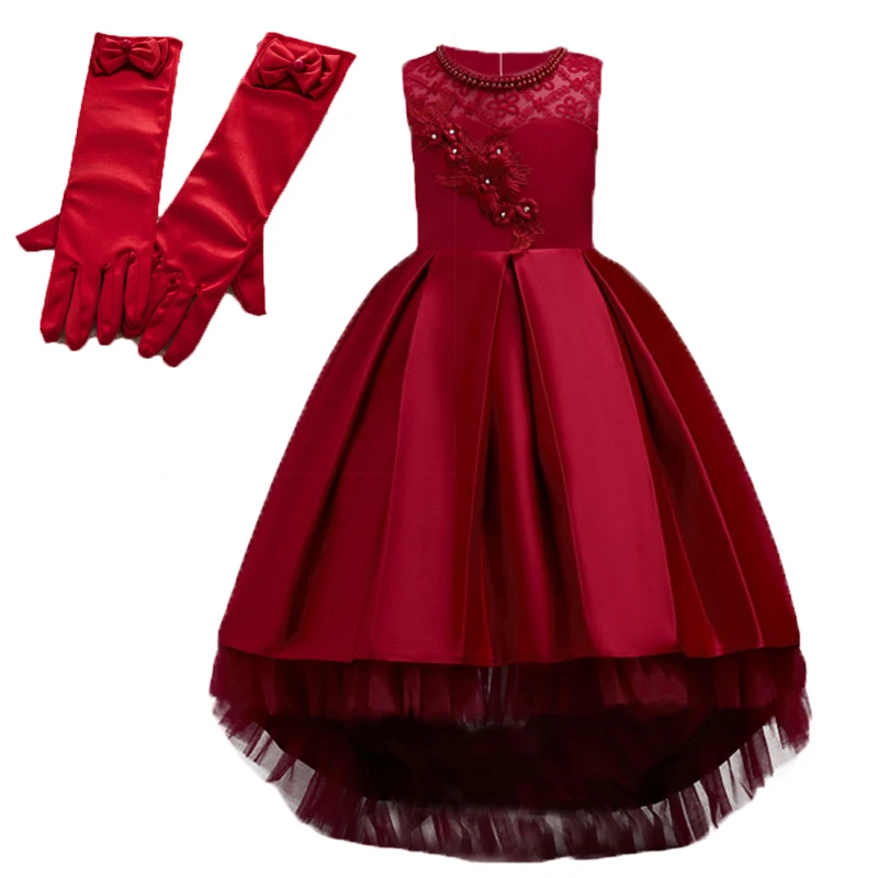 Лидер продаж, элегантное платье для девочек с цветочным узором на свадьбу нарядное длинное платье принцессы без рукавов с кружевом и фатиновой юбкой для девочек от 2 до 14 лет