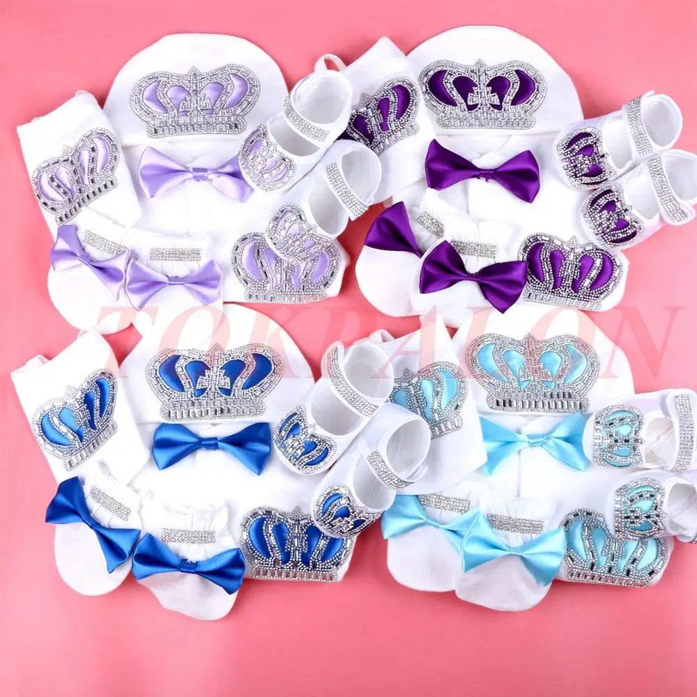  custom name baby jumpsuit boy cotton newborn baby clothes 0-3 month rhinestone crown jurken white b