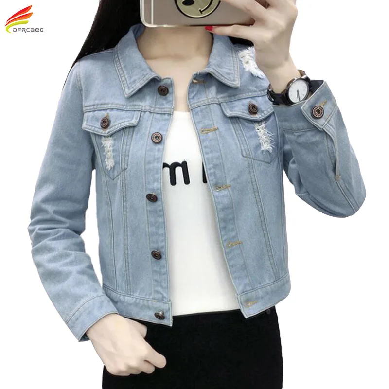 Otoño 2018 chaqueta de mujer nueva llegada estilo coreano moda abrigo azul y azul claro Color Jeans chaquetas mujeres Jaqueta Jeans|denim jacket women|jeans jacket womenjaqueta jeans - AliExpress