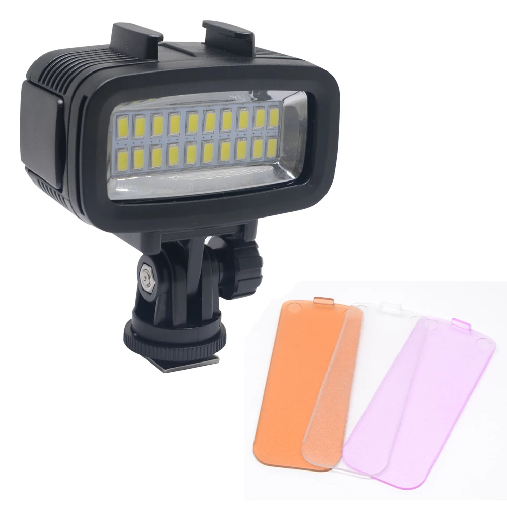 Mcoplus 20 шт. светодиодный водонепроницаемый видео светильник для подводной съемки 40 м лампа для дайвинга для Gopro DV камеры htc XIAOYI SJ5000 SJ6000 и экшн-камеры