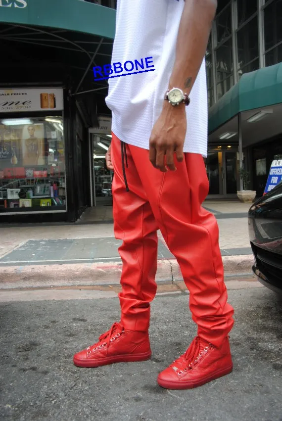KANYE WEST LEATHER PANTS Joggers Men's 