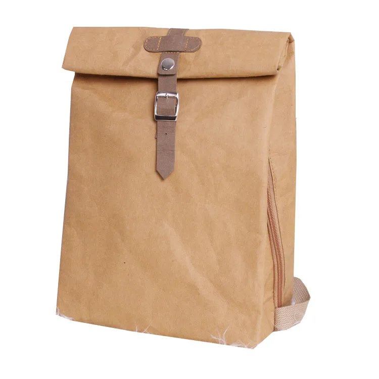 Дизайнерский моющийся Женский рюкзак из крафт-бумаги, женская школьная сумка, высокое качество, легкий многофункциональный деловой рюкзак для компьютера - Цвет: Коричневый
