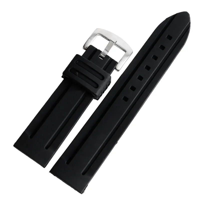 

New Arrival Fabulous Soft Silicone Watchbands 20/22/24/26/28 mm Black Waterproof Diving Watch Strap For Men Women Replace