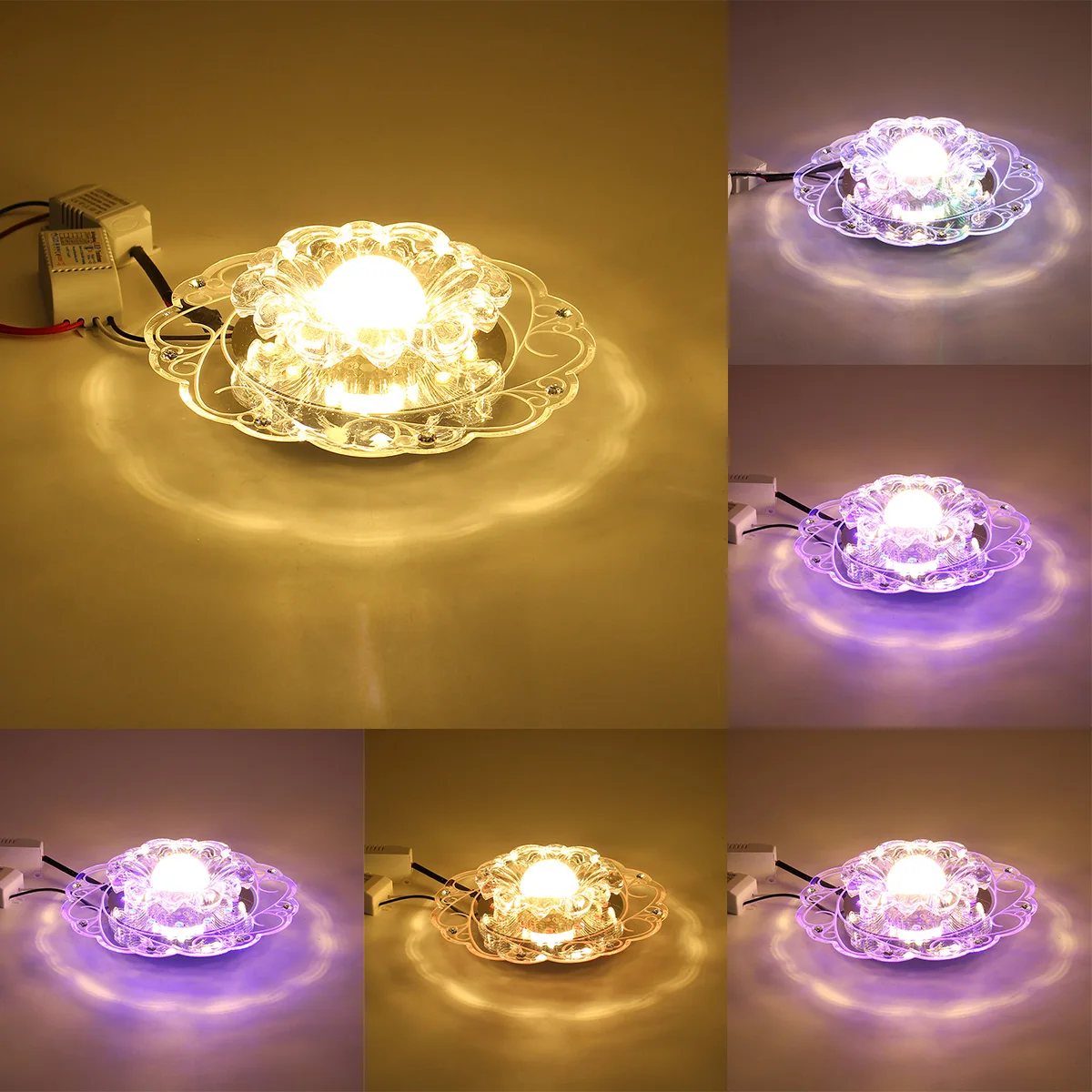 

3W Art Round Flower Crystal Flush Mounted Ceiling Light Multicolor Living Room Corridor Aisle Lamp Home Lighting Decor