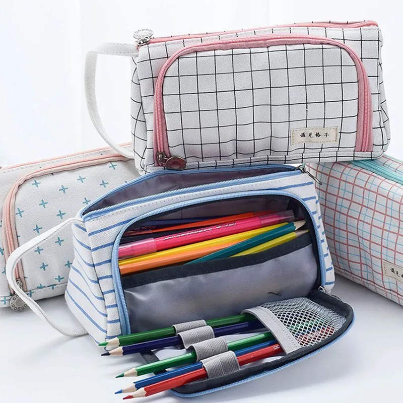 

Canvas Lovely Large Capacity Pencil Case School Student Stationery Pencil Bag Portable Pen Brushes Pouch Box Gifts Supplies