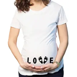 Новый 2019 любовь лодыжки печати Для женщин для беременных Костюмы беременных Короткие Футболка забавные белый для фотографии стрелять плюс