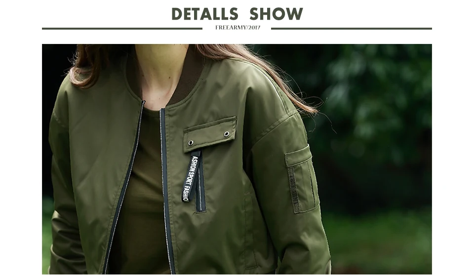 FREEARM модная индивидуальная куртка-бомбер в стиле милитари, армейское зеленое короткое пальто с принтом, женская тонкая куртка, повседневная женская верхняя одежда и пальто