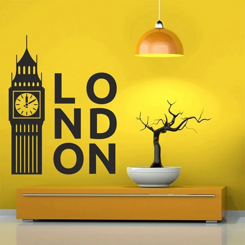 UK London landmark ландшафтный силуэт Виниловая наклейка на стену для офиса общежития