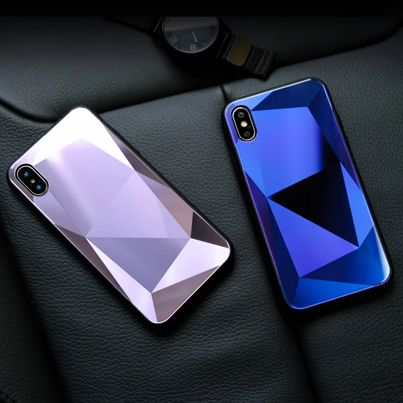 New 3D Bling Refraction shine Diamond geometry Case For iphone X Case