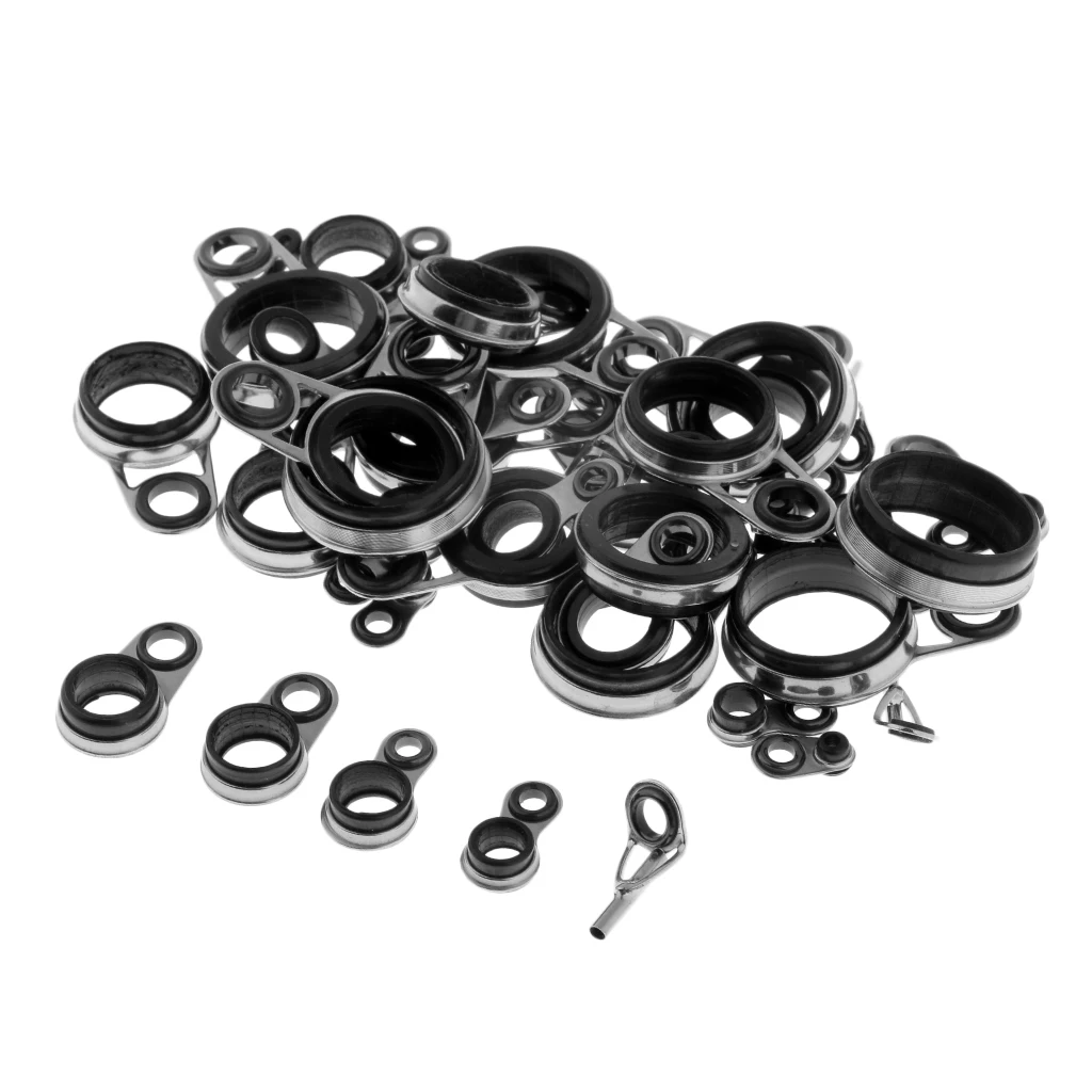 41Pcs Stainless Steel Fishing Rod Guide Ceramic Ring Top Tip Reel Care DIY  Building Ring Rod Repair Kit Fishing Accessories