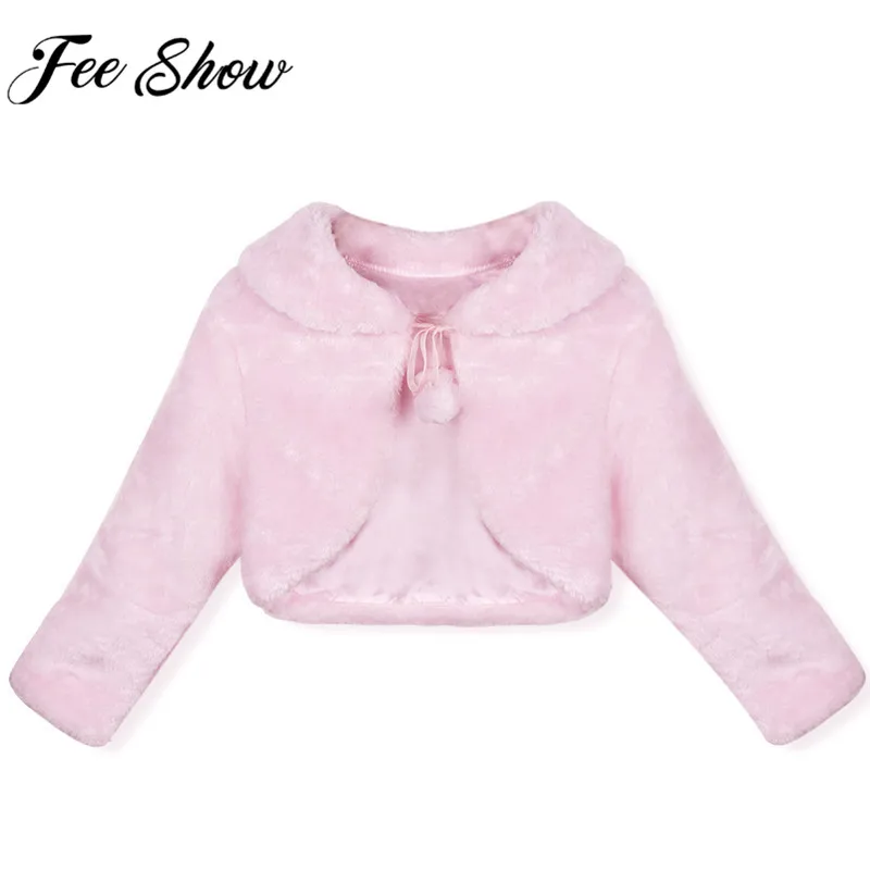 

2018 New Fashion Kids Faux Fur Long Sleeve Bolero Cape Cloak Flower Girls Dress Coat Wedding Bridesmaid Birthday Party Jacket