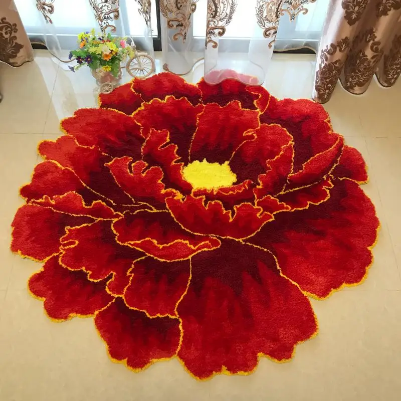 ALAZA Red Peony Yellow Tulip Flower Area Rug Rugs for Living Room Bedroom 7' x 5'