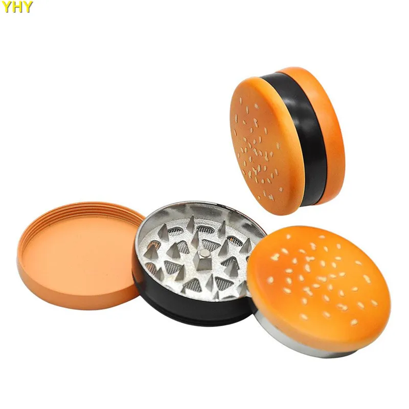 Cookie Biscuit Hamburger Novelty Metal Zinc Alloy 2 Layer Herb Grinder Tobacco Herb Grinder Metal Shark Teeth Burger04