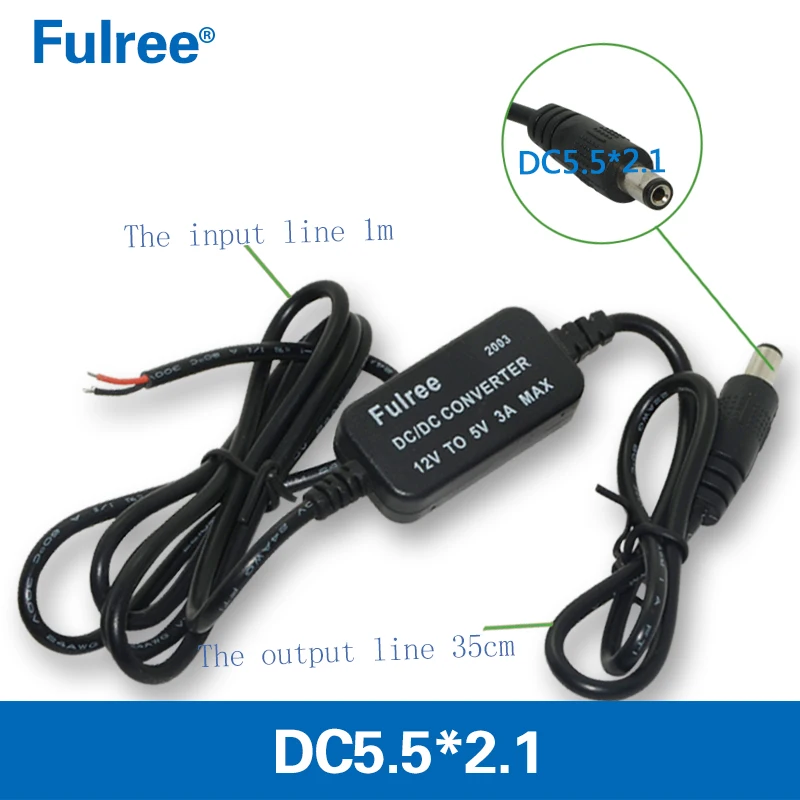 Conversor de Potência de Tensão Buck Carro Cabo de Carregamento dc 2.5*0.7 mm 3.5*1.35 mm 5.5*2.1 mm 5.5*2.5 mm Conector de Jack Barril 12v a 5v dc