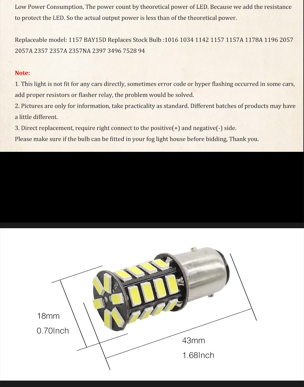 2PCS White LED BAY15D P21W 1157 Daytime DRL Light Bulbs 30SMD 5630  DC 12V