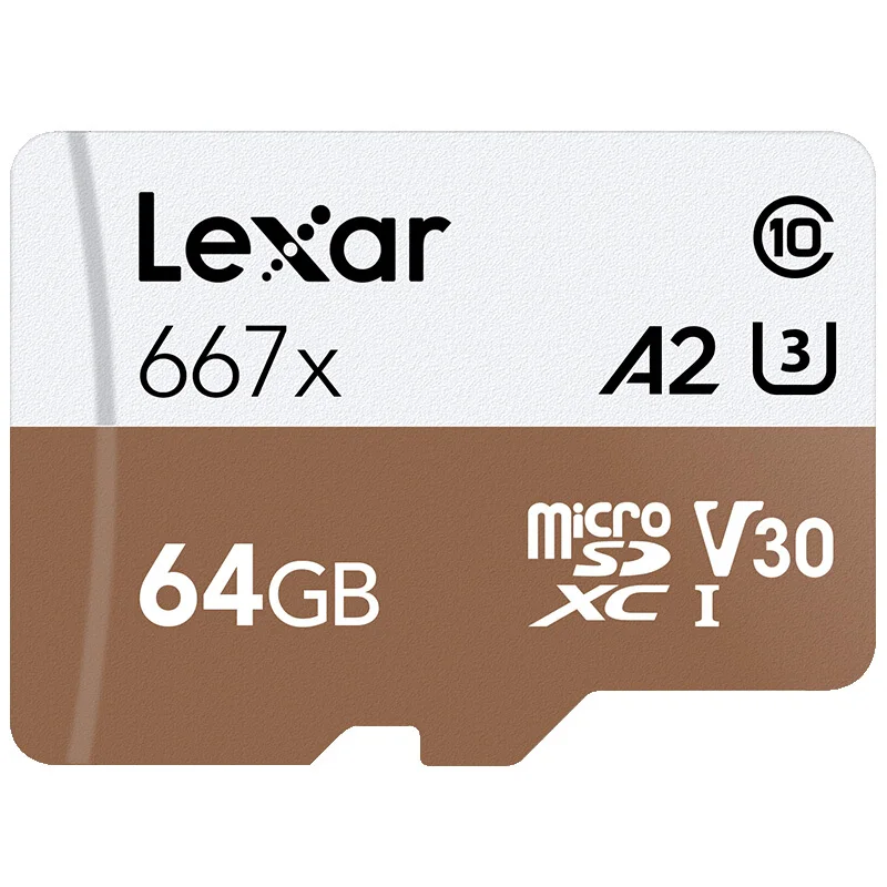 Lexar Tarjeta 667x Micro SDXC UHS-I 128 GB с адаптером 64 GB 256GB A2 U3 V30 Clase 10 1080 p HD 4 K 3D DEO - Емкость: 64 ГБ