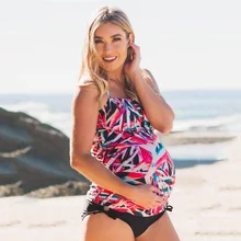 2018 New Print Maternity Swimwear Women Pregnant Tankini Set Pregnancy Two Pieces Swimsuit Plus Size Beach