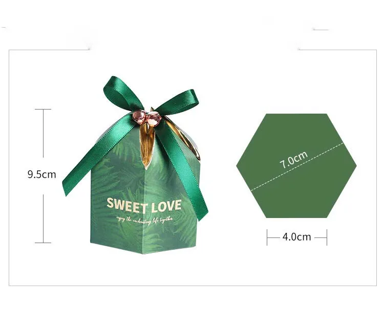 20 шт./лот, 4*9,5 см, зеленая коробка для конфет с лентой, подарочные коробки для шоколада, свадебные сувениры для гостей, свадебные сувениры и подарки