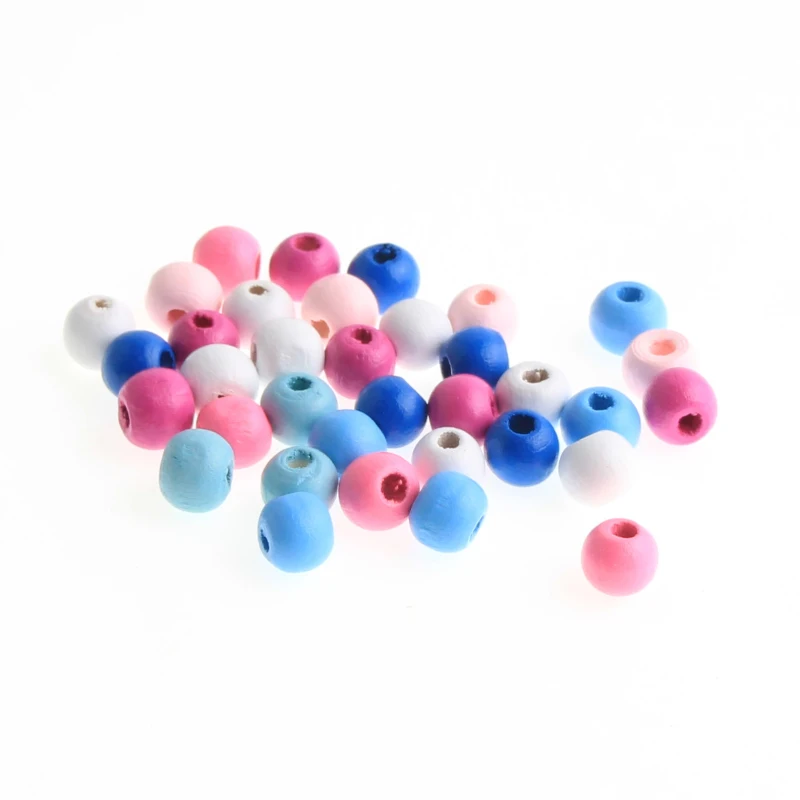 

Rianbow Wooden Beads 10x9mm Mix Color 50pcs Ball Shape Wood Beads for Jewelry Making DIY Rattle Pacifier Clip Necklace