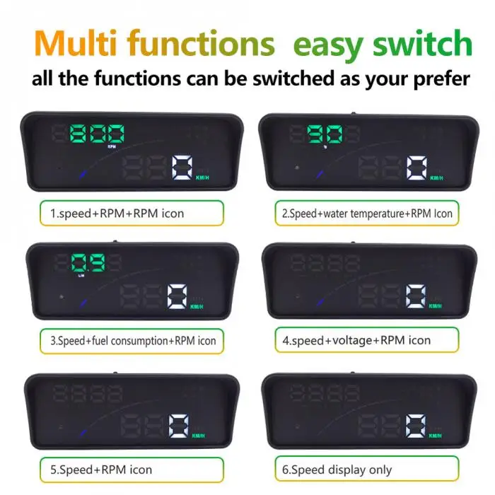 P9 HUD автомобиль Дисплей OBD2 Универсальный HUD с 2 Дисплей способ Напряжение Скорость Предупреждение сигнализации XR657